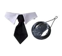 YSJCHEBS 1 Nœud Papillon et Chapeau Réglable pour Animaux de Compagnie, Noir, Taille S (Cou: 38 cm, Tête: 34 cm), Accessoires pour Animaux, Polyester