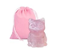 YSJCHEBS 1 Ornement De Chat Rose Et 1 Sac De Rangement, Bureau À Domicile, Ornements Décoratifs d'animaux, Ornements en Cristal