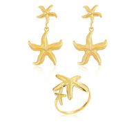 YSJCHEBS 1 Paire De Boucles D’Oreilles Pendentif Étoile De Mer, 1 Bague Étoile De Mer, Boucles D’Oreilles Mode, Bijoux Vie Marine, Boucles D’Oreilles Personnalisées, Bijoux De Plage D’Été