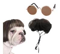YSJCHEBS 1 Perruque pour Animaux De Compagnie Et 1 Lunettes pour Animaux De Compagnie, Fournitures pour Animaux De Compagnie, Déguisement De Fête pour Animaux De Compagnie