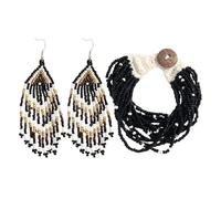 YSJCHEBS 1 Pièce De Boucles d'oreilles À Pampilles en Perles De Riz Colorées, 1 Pièce De Bracelet en Perles De Riz, Boucles d'oreilles en Perles pour Femmes, Boucles d'oreilles De Style Bohème