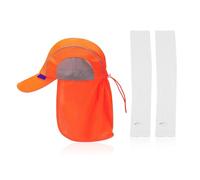 YSJCHEBS 1 Pièce De Chapeau Poncho À Rayures Réfléchissantes Et 1 Paire De Manches De Protection Solaire Blanches, Chapeau De Pêche, Chapeau De Sport Respirant, Produits De Protection UV