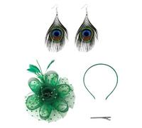 YSJCHEBS 1 Pièce De Couvre-Chef en Maille Et 1 Paire De Boucles d'oreilles en Plumes, Couvre-Chef Élégant, Couvre-Chef pour Femme, Boucles d'oreilles Rétro, Adaptées Aux Mariages, Aux Goûters, Etc.
