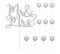 YSJCHEBS 1 Pièce D'Insert De Gâteau en Argent Et 10 Pièces De Décoration De Boule d'argent, Accessoires De Décoration De Gâteau, Décorations De Gâteau De Cuisson, pour Mariages Et Fiançailles