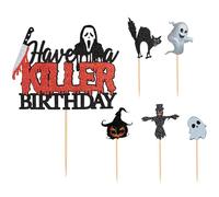 YSJCHEBS 1 Pièce D'Insert De Gâteau Tueur, 5 Pièces D'Insert De Petit Gâteau, Décoration De Gâteau, Décoration De Gâteau d'horreur, Insert De Cupcake, Décoration De Dessert De Gâteau De Fête