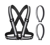 YSJCHEBS 1 Pièce Gilet Réfléchissant, 1 Paire De Pinces De Jambe De Pantalon Réfléchissantes, Gilet Réglable, Pinces De Jambe De Pantalon Réfléchissantes pour La Course De Nuit