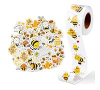 YSJCHEBS 1 Rouleau D’Autocollants De Dessin Animé D’Abeille, 46 Pièces D’Autocollants D’Abeille, Autocollants 3D pour Enfants, Pack De Fête D’Abeille, Autocollants Muraux De Fenêtre D’Abeille