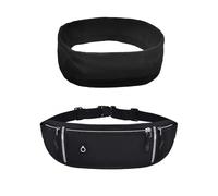 YSJCHEBS 1 Sac Ceinture Noir, 1 Bandeau Anti-Transpiration, Sac De Course, Ceinture De Course pour Femmes, Sac Ceinture pour Hommes, Sac Passeport, Accessoires De Course pour Hommes