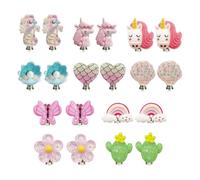 YSJCHEBS 10 Paires d'enfants -Prise - Boucles d'oreilles Sucrées, Boucles d'oreilles De Dessins Animés, Bijoux De Réchoit, Accessoires De Vêtements