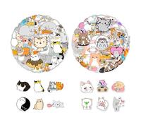 YSJCHEBS 100 Autocollants De Chat, Autocollants De Dessins Animés Mignons, Autocollants De Graffitis d'animaux, Autocollants Imperméables Auto-Adhésifs