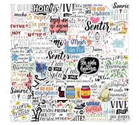 YSJCHEBS 100 Autocollants Espagnols, Autocollants De Lettres Inspirantes, Autocollants Graffiti Créatifs, Autocollants Imperméables, Autocollants Décoratifs