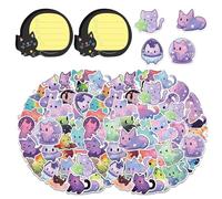 YSJCHEBS 100 Autocollants pour Chat Et 2 Blocs-Notes pour Chat, Jolis Blocs-Notes De Dessin Animé, Autocollants Graffiti Créatifs, Autocollants Décoratifs Imperméables.