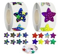 YSJCHEBS 1000 Feuilles D'Autocollants De Récompense Brillants Auto-Adhésifs, Autocollants Holographiques Imperméables De 2,5 Cm, Autocollants Étoiles, Autocollants Artisanaux