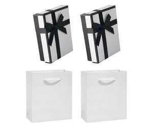 YSJCHEBS 2 Coffrets cadeal Nœud et Bordure Noire, 2 Sacs Cadeaux, Boîtes À Bijoux Avec Couvercles