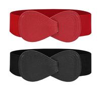 YSJCHEBS 2 Morceaux De Ceinture D'Insectes, Ceinture Large Pour Les Femmes, Ceinture Élée, Ceinture À Linge, Grilles Extensibles (Rouge, Noir)