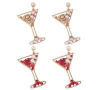YSJCHEBS 2 Paires De Boucles d'oreilles Créatives en Verre De Vin, Bijoux en Perles, Pendentif pour Femmes, Boucles d'oreilles De Mode Personnalisées, Accessoires Vestimentaires