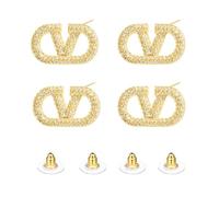 YSJCHEBS 2 Paires De Boucles d'oreilles Lettre Géométrique, 2 Paires De Boucles d'oreilles Frisbee, Boucles d'oreilles Lettre Dorées, Boucles d'oreilles Lettre, Boucles d'oreilles pour Femmes