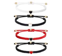 YSJCHEBS 2 Paires De Bracelets D’Amour, Bracelets Tissés À La Main, Bracelets De Couple, Bracelets Réglables, Bracelets Simples, Bracelets Cadeaux