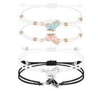 YSJCHEBS 2 Paires De Bracelets Papillon Tressés, Bracelets D’Amitié, Ensembles De Bracelets, Bracelets De Couple, Bracelets D’Amour De Couple, Bracelets De Couple Personnalisés