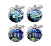 YSJCHEBS 2 Paires De Poignets De Peinture À l'huile Gogh, Boutons De La Manchette pour Hommes, Boutons De Ferraille De Mode Créative, Manches De Chevrons, Boucles De Décoration De Vêtements