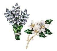 YSJCHEBS 2 Pièces Broche De Fleur en Cristal, Broche De Gardénia De Lavande, Broche De Fleur De Cristal, Épingle De Robe Exquise, Broche Élée pour Femmes, Accessoires De Vêtements De Mode