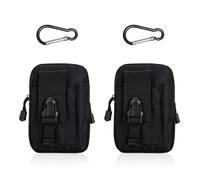 YSJCHEBS 2 Sacs De Taille Tactiques Noirs, 2 Mousquetons, Sac Multifonctionnel pour Téléphone Portable, Sac Pratique en Tissu Oxford, Sac De Taille pour Sports De Plein Air