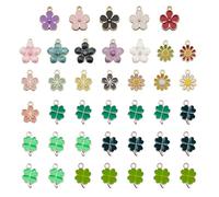 YSJCHEBS 20 Pendentifs Trèfle À Quatre Feuilles, 20 Pendentifs Fleurs, Pendentifs Porte-Bonheur Trèfle À Quatre Feuilles, Accessoires De Pendentif Fleur, Accessoires De Bijoux Diy