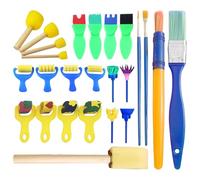 YSJCHEBS 20 Pinceaux Éponge Et 5 Pinceaux, Outils De Peinture pour Enfants, Ensemble De Peinture DIY, Outils De Peinture Multifonctionnels, Pinceaux Éponge De Peinture