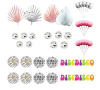 YSJCHEBS 29 Pièces D'Inserts À Gâteau Et 12 Pièces D'Inserts À Gâteau, Décoration De Gâteau Créative, Décoration De Gâteau De Fête À Thème Disco, Décoration De Gâteau Rétro