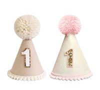 YSJCHEBS 2Pcs Chapeaux D’Anniversaire De Bébé, Couronne De Premier Anniversaire, Couronne De Feutre Mignonne, Chapeau D’Anniversaire Conique, Chapeau De Fête D’Anniversaire De Bébé