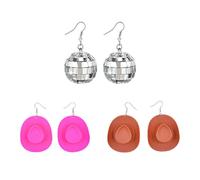 YSJCHEBS 3 Paires De Boucles d'oreilles Boule À Miroir, Boucles d'oreilles Musicales, Boucles d'oreilles De Fête Disco Rétro, Boucles d'oreilles en Denim, Accessoires De Fête