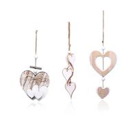 YSJCHEBS 3 Pendentifs d'amour en Bois, Pendentifs De Décoration De Maison, Pendentifs Simples, Pendentifs De Décoration De Fenêtre, Pendentifs Décoratifs Rétro