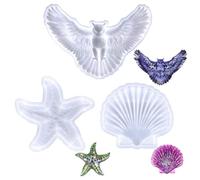 YSJCHEBS 3 Pièces Ensemble Bricolage Résine Moule Animal Résine Moule 3D Animal Silicone Moule Hibou Étoile De Mer Coquille Résine Moule