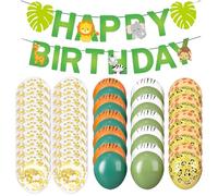 YSJCHEBS 30 Ballons À Éléments d'animaux De La Jungle, 20 Ballons À Paillettes Et 1 Drapeau Forestier, Décorations De Fête, Accessoires De Décoration De Fête.