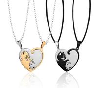 YSJCHEBS 4 Colliers De Chat, Collier D'Humeur De Couture Créative, Pendentif en Acier Inoxydable, Bijoux De Mode