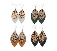YSJCHEBS 4 Paires De Boucles d'oreilles À Imprimé Léopard, Boucles d'oreilles Pendantes Personnalisées, Boucles d'oreilles en Cuir pour Femmes, Bijoux À La Mode, Accessoires Vestimentaires