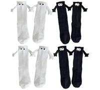 YSJCHEBS 4 Paires De Chaussettes Magnétiques En Trois Dimensions Pour Les Yeux, Chaussettes Au Design Créatif, Chaussettes Mignonnes Et Intéressantes, Chaussettes En Coton Mi-Mollet, Amis