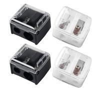 YSJCHEBS 4 Pièces Taille-Crayon Double Trou, Portable, Cosmétique, Noir, Blanc, Plastique, Pour Crayon À Sourcils, Eyeliner, Lipliner