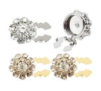 YSJCHEBS 4Pcs Clips De Boucle De Fleur en Cristal, Boutons De Poignée en Cristal en Laiton, Couvertures De Boutons De Manchette De Fleurs, Accessoires De Robe De Mode