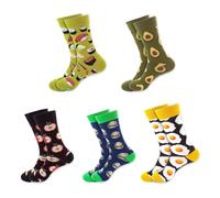 YSJCHEBS 5 Paires De Chaussettes Imprimées Mignonnes, Chaussettes Mollet, Chaussettes Au Design Créatif, Chaussettes Amusantes, Chaussettes En Coton Respirantes Et Absorbant La Sueur