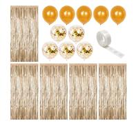 YSJCHEBS 5 Pièces De Rideaux À Pompons, 10 Pièces De Ballons Et 1 Rouleau De Colle À Points, Décorations De Fête, Décorations Scintillantes, Accessoires De Décoration De Fête