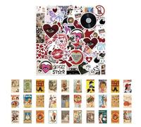 YSJCHEBS 50 Pièces D'Autocollants Vintage Et 60 Pièces De Papier Vintage, Autocollants Amusants, Accessoires De Scrapbooking, Autocollants Décoratifs
