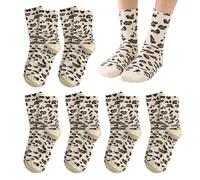 YSJCHEBS 6 Paires De Chaussettes À Imprimé Léopard, Chaussettes Mollet Pour Femmes, Chaussettes Rétro, Chaussettes Douces Et Respirantes, Chaussettes Élastiques