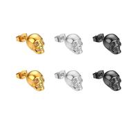 YSJCHEBS 6Pcs Boucles d'oreilles Tête De Mort, Boucles d'oreilles Pirate, Boucles d'oreilles pour Hommes, Boucles d'oreilles Noires pour Hommes, Boucles d'oreilles Tête De Mort pour Femmes