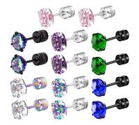 YSJCHEBS 7 Paires De Boucles d'oreilles en Zircon, Boucles d'oreilles Personnalisées À La Mode, Boucles d'oreilles en Acier Inoxydable, Boucles d'oreilles Simples, Boucles d'oreilles Brillantes