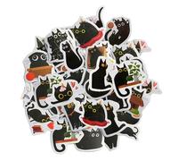 YSJCHEBS 92 Autocollants Chat Noir, Autocollants Mignons, Autocollants Graffiti De Dessin Animé, Peuvent Être Utilisés pour Décorer des Cahiers, des Albums Photo, des Albums, des Guitares, Etc.