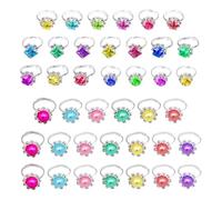 YSJCHEBS Anneaux De Pierres Précieuses en Résine 40 Pièces, Anneaux pour Filles, Anneaux Réglables, Jouets pour Filles, Anneaux D'Habillage De Jeu