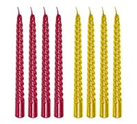 YSJCHEBS Boîte De 2 Bougies Longues en Spirale, Bougies De Table Unies, Bougies Rouges Dorées, Bougies Coniques Torsadées, Bougies De Décoration Intérieure, Décoration De Noël