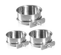 YSJCHEBS Bouteilles d'eau pour Oiseaux 3 Pièces, Bouteilles d'eau en Acier Inoxydable, Maison pour Oiseaux, Mangeoire avec Support, Fournitures pour Animaux De Compagnie