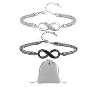 YSJCHEBS Bracelets 2 Pièces, Sac De Rangement pour Bijoux 1 Pièce, Bracelets Réglables, Bracelets Unisexes, Bracelets D'Amitié, Bracelets en Huit, Bracelets De Couple